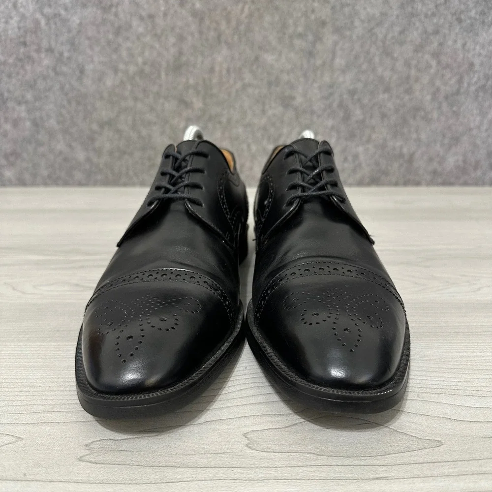 Flag Ltd. Oxford Shoes Mens 9.5 Black Leather Brogue Cap Toe Derby Dress